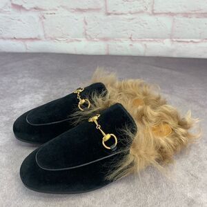 Gucci Horsebit Princetown Velvet Fur Slippers Loafers 36.5